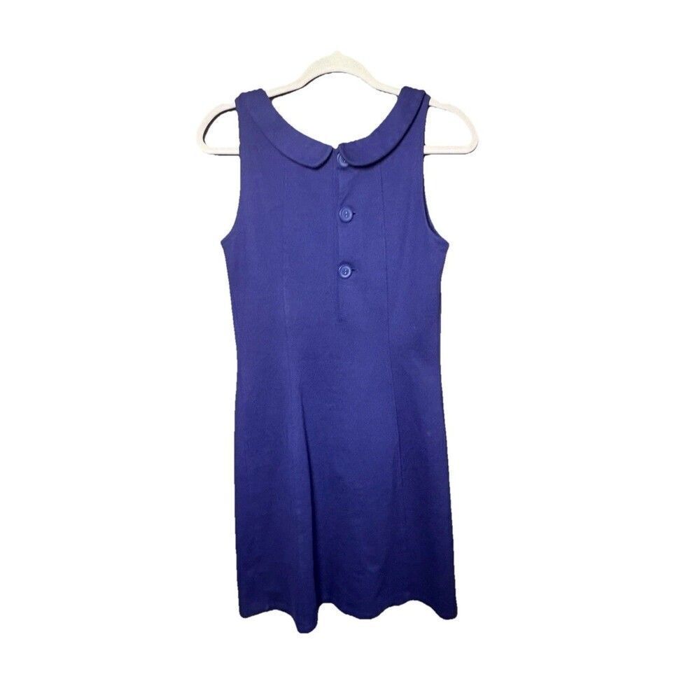 Boden Mini Dress Size 6 Blue Reverse Peter Pan Collar Mod Retro Preppy Work - Picture 5 of 8